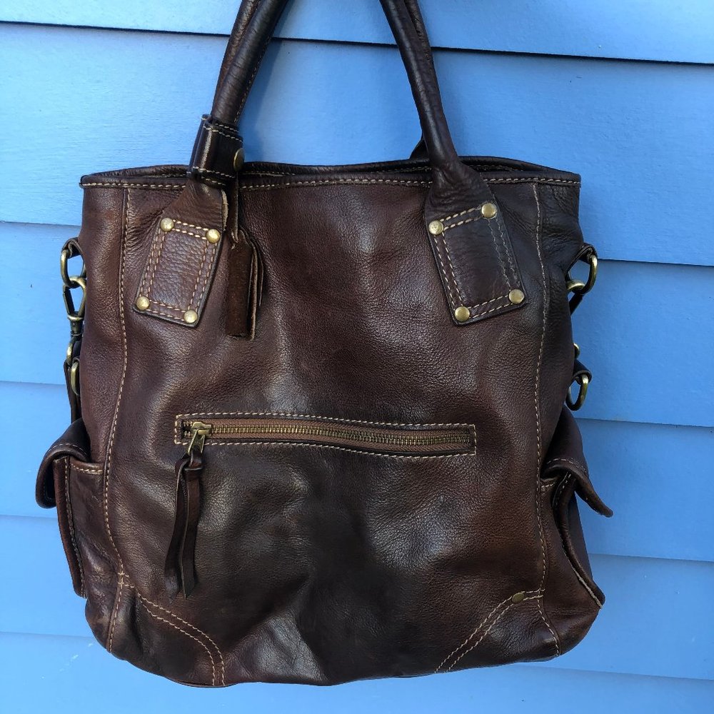 Fredd and Basha Dark Brown Leather Handbag